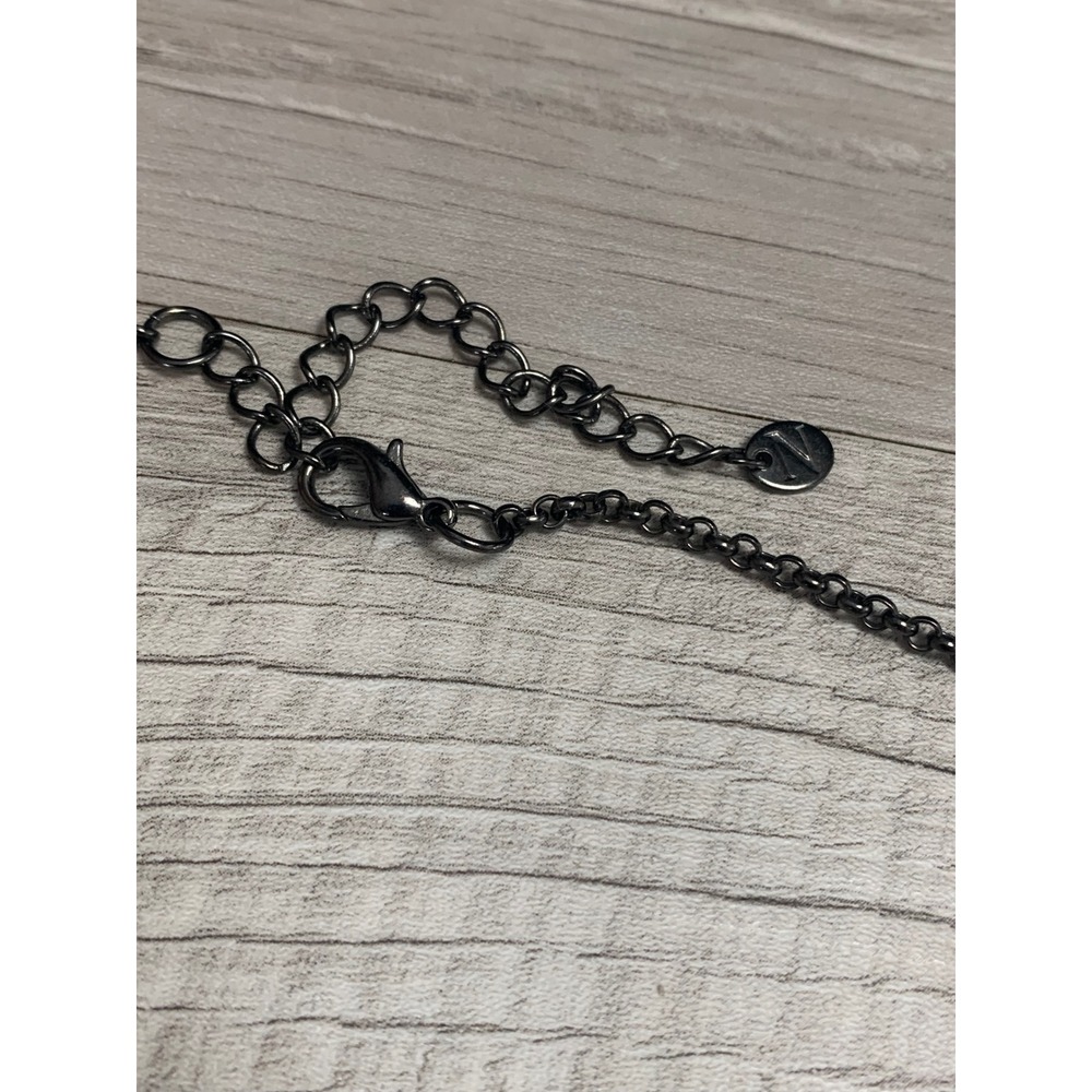 Napier Mixed Metal Textured Disc Y-Necklace Gunmetal Tone Beaded Drop Statement - Picture 8 of 10